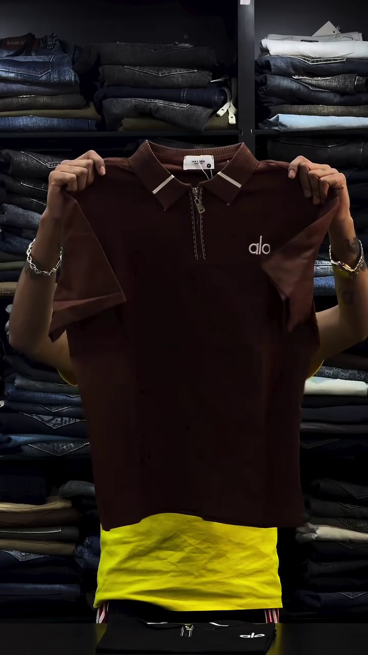 Men Black Short-Sleeves Collar Contrast Jacquard KL Polo - Image 4