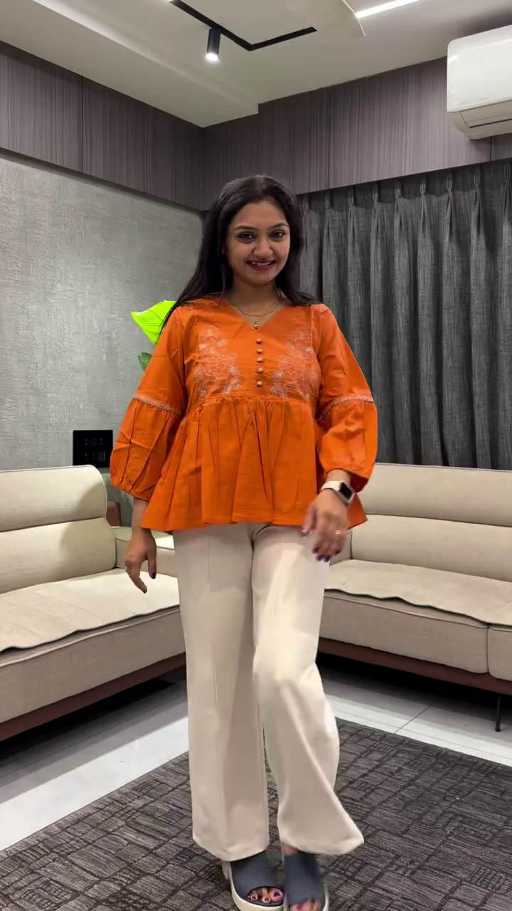 Embroidered Pure Cotton Top With Trousers Co-Ords