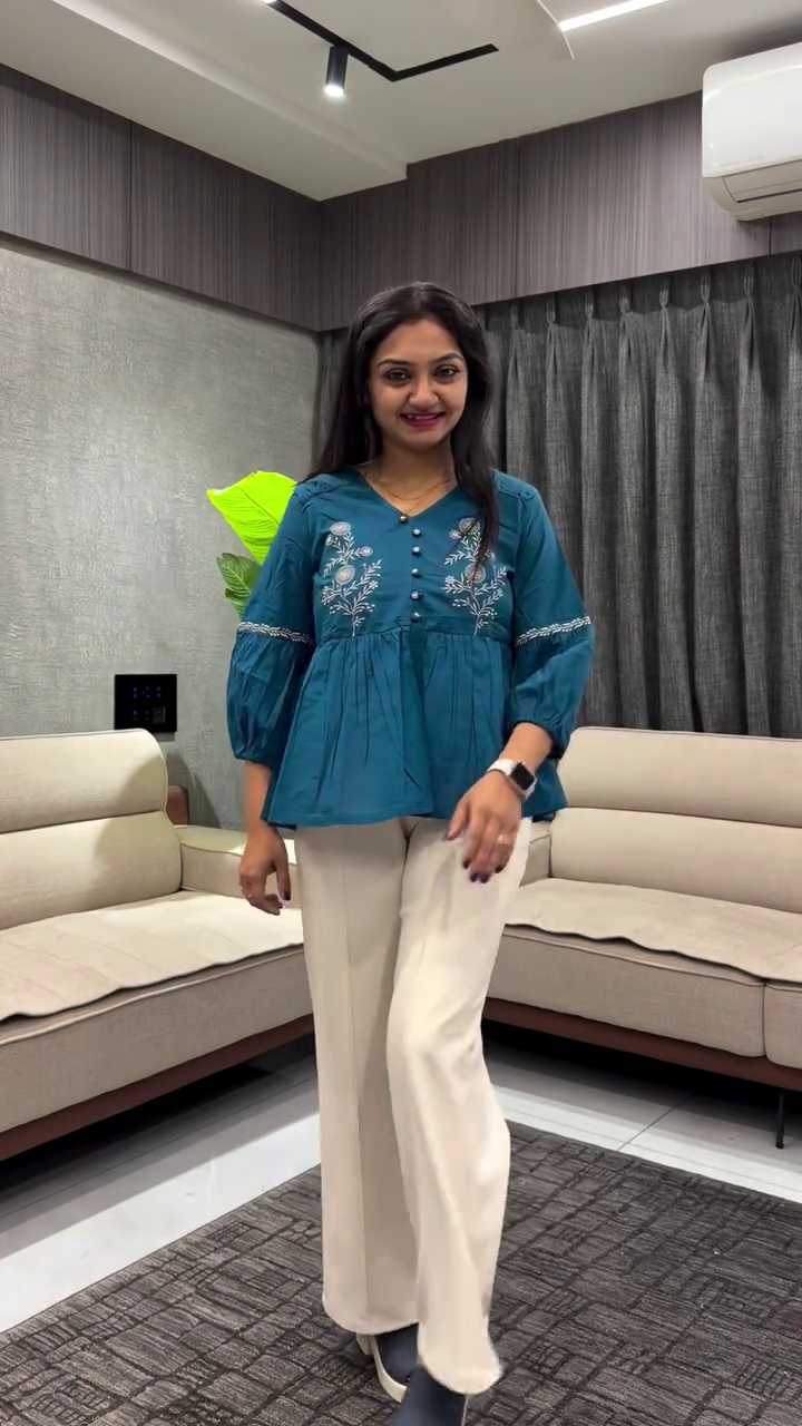 Embroidered Pure Cotton Top With Trousers Co-Ords - Image 8