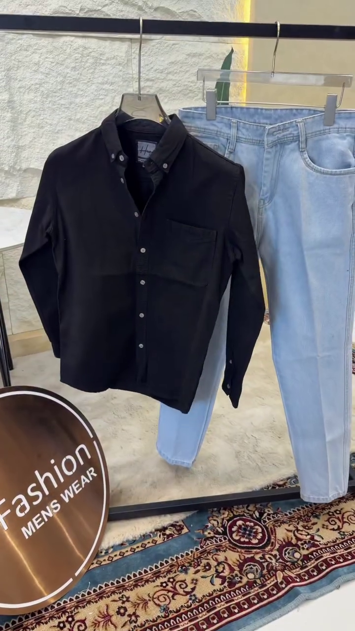 Men Button-Down Collar Solid Cotton Casual Shirt - Image 2
