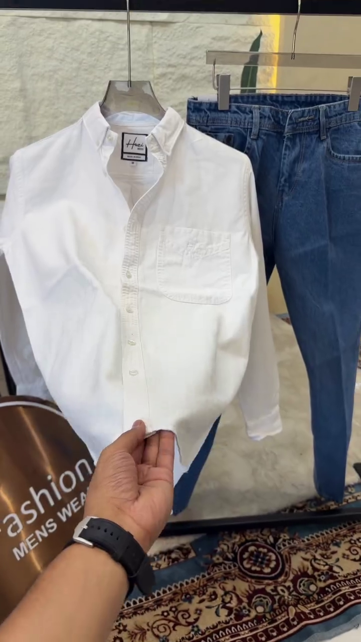 Men Button-Down Collar Solid Cotton Casual Shirt - Image 11