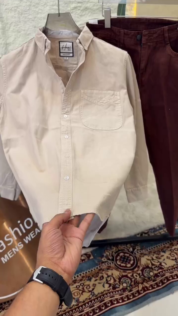 Men Button-Down Collar Solid Cotton Casual Shirt - Image 10