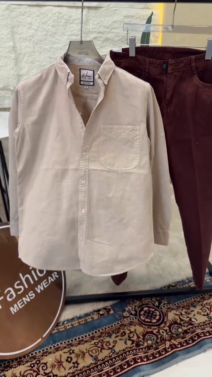 Men Button-Down Collar Solid Cotton Casual Shirt - Image 9