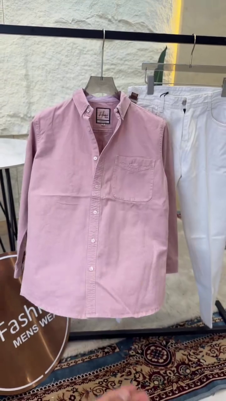 Men Button-Down Collar Solid Cotton Casual Shirt - Image 8