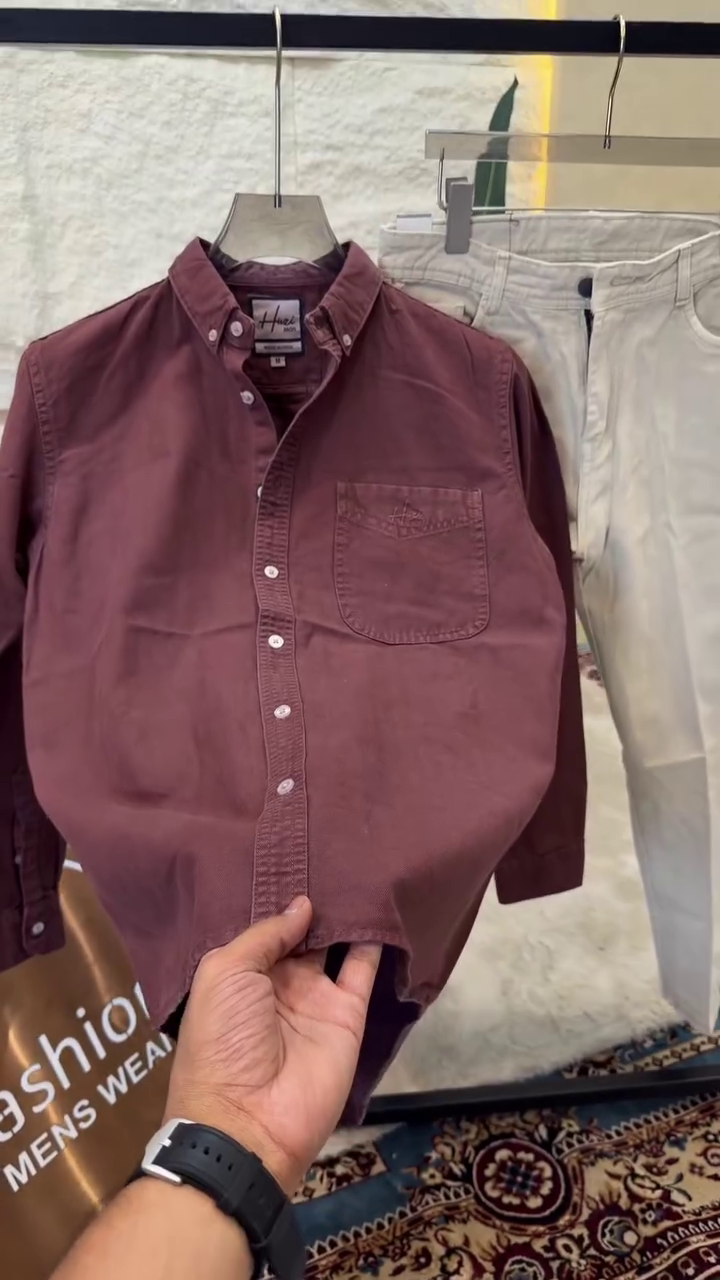 Men Button-Down Collar Solid Cotton Casual Shirt - Image 7