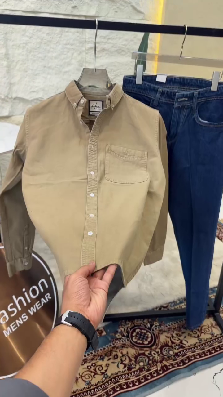 Men Button-Down Collar Solid Cotton Casual Shirt - Image 6