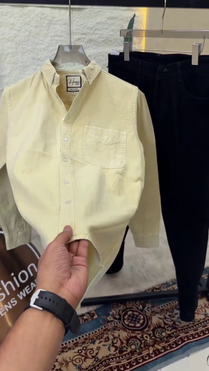 Men Button-Down Collar Solid Cotton Casual Shirt - Image 3