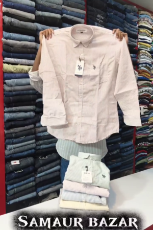 Men Tailored Fit Vertical Striped Pure Cotton Casual Shirt