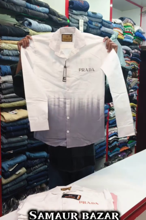 Ombre Dyed Spread Collar Long Sleeves Casual Shirt