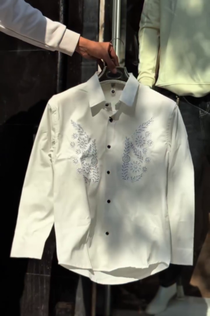 Men Standard Slim Fit Solid Spread Collar Party Shirt