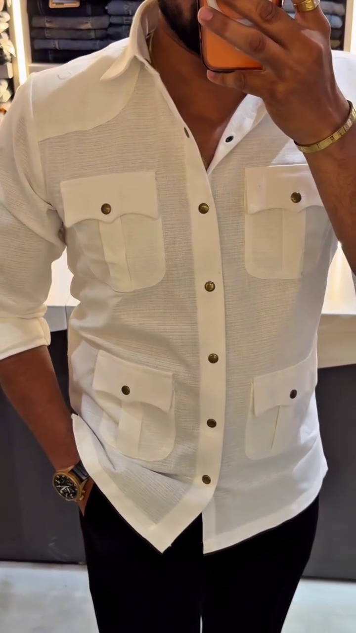 Men Comfort Fit Solid Spread Collar Casual Shirt - Image 7