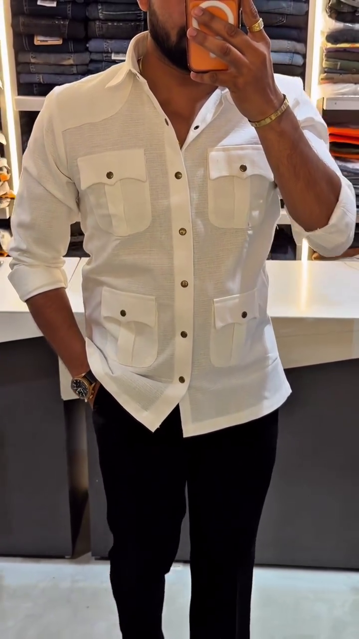 Men Comfort Fit Solid Spread Collar Casual Shirt - Image 5