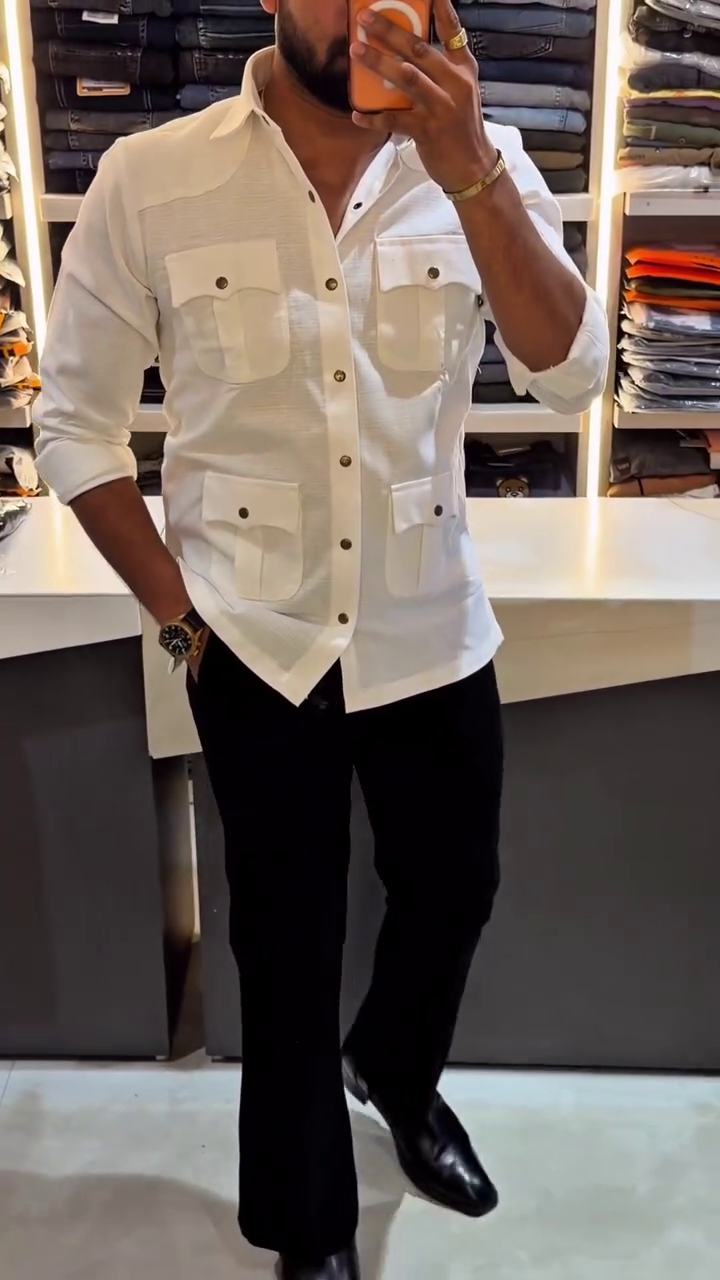 Men Comfort Fit Solid Spread Collar Casual Shirt - Image 4