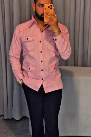 Men Original Fit Solid Spread Collar Cotton Casual Shirt