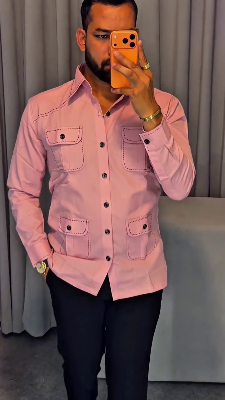 Men Original Fit Solid Spread Collar Cotton Casual Shirt - Image 8