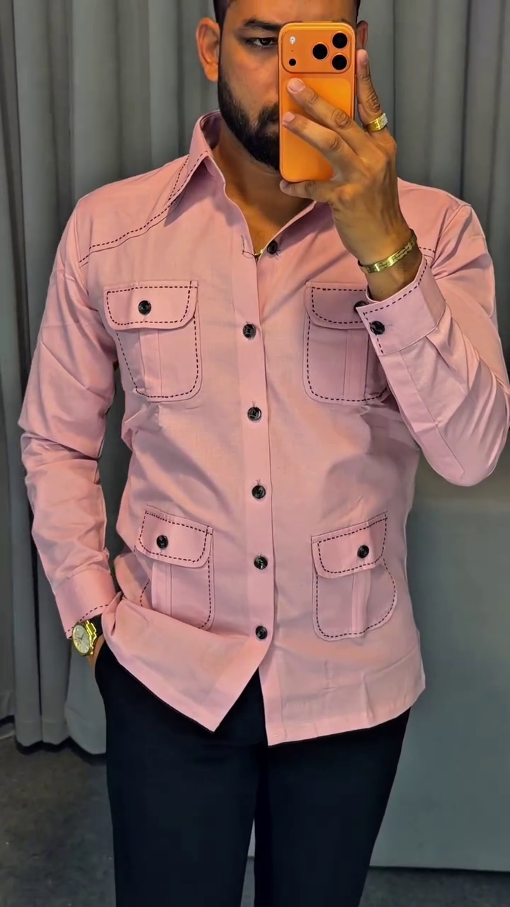 Men Original Fit Solid Spread Collar Cotton Casual Shirt - Image 6