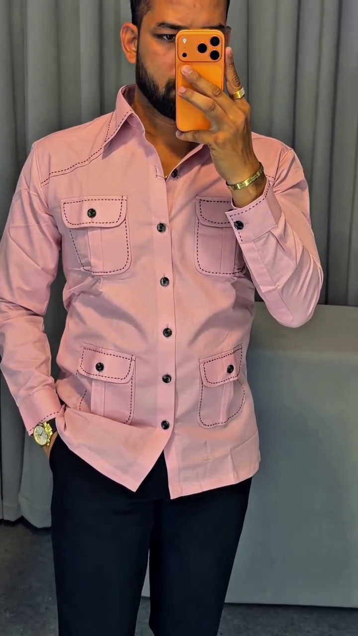 Men Original Fit Solid Spread Collar Cotton Casual Shirt - Image 5