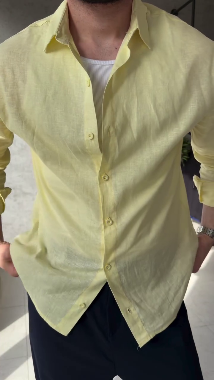 Relaxed Fit Textured Cutaway Collar Cotton Shirt - Image 7