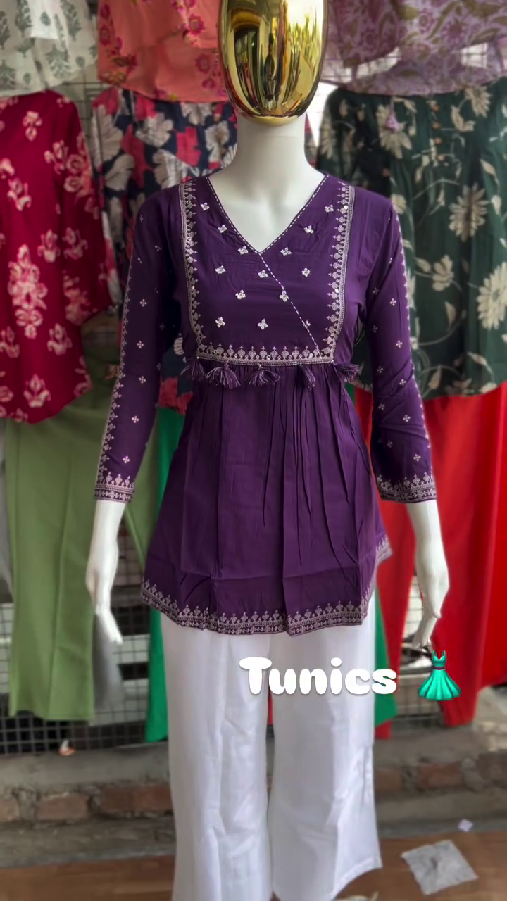 Embroidered Angrakha Thread Work Chanderi Silk Kurta with Trousers & Dupatta