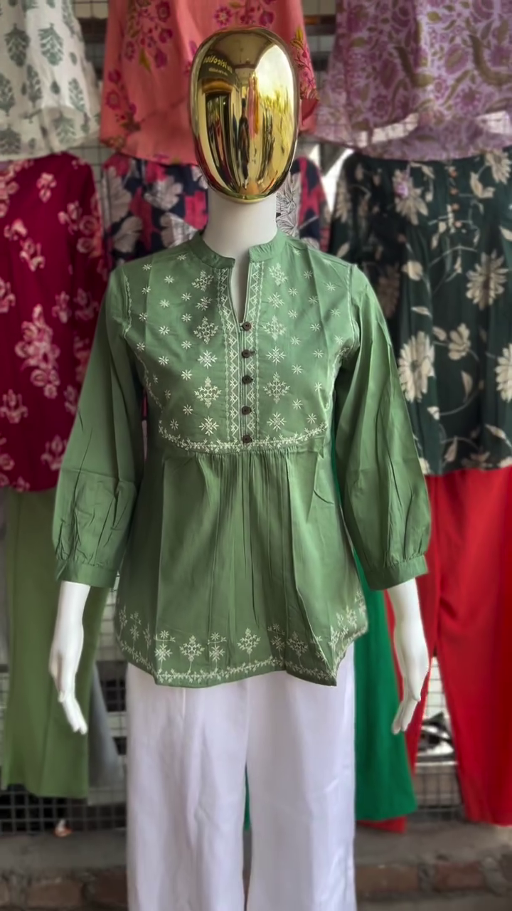 Embroidered Angrakha Thread Work Chanderi Silk Kurta with Trousers & Dupatta - Image 4