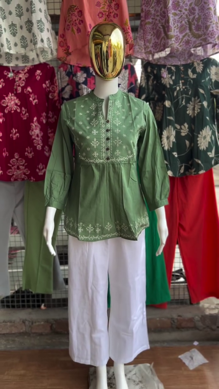 Embroidered Angrakha Thread Work Chanderi Silk Kurta with Trousers & Dupatta - Image 3