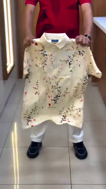 Floral Printed Polo Collar Cotton T-shirt - Image 14