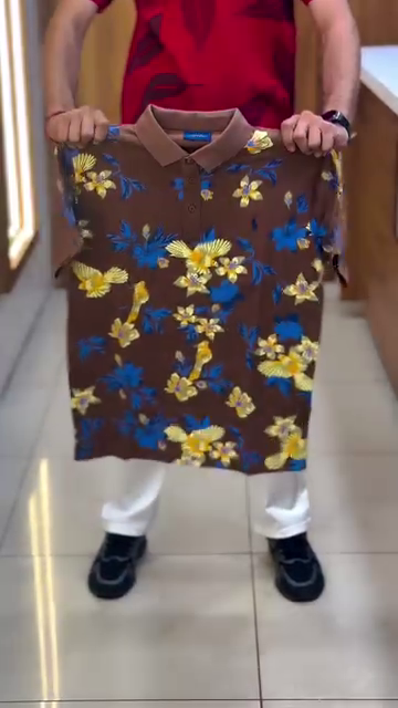 Floral Printed Polo Collar Cotton T-shirt - Image 12