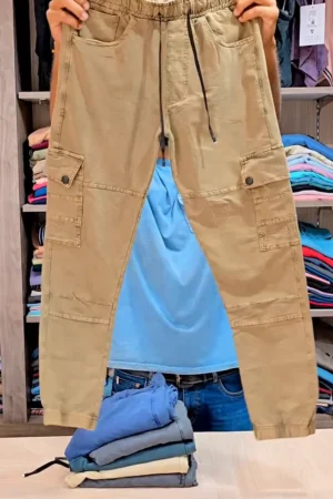 Krystle Men’s Cargo Lower Pants – Stylish & Comfortable | Multiple Pockets | Durable Fabric for Everyday Wear (Khaki Multisize)