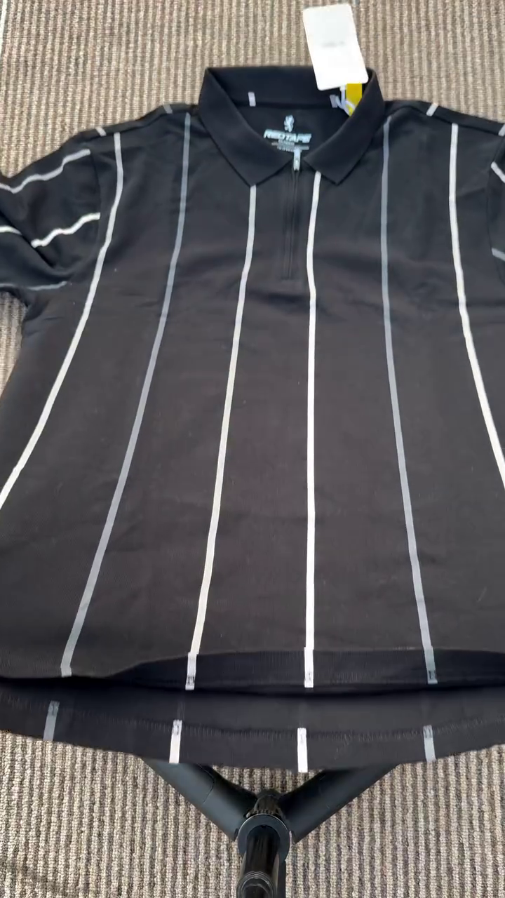 Men Pure Cotton Vertical Stripe Zipper Polo T-Shirt - Image 3