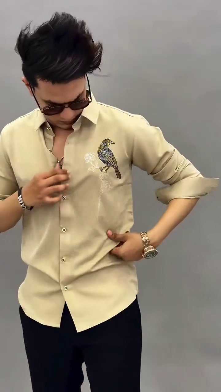 Men Embellished Slim Fit Party Shirt - Image 8