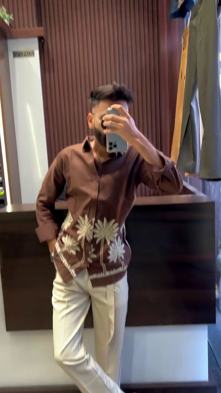 Regular Fit Birds Embroidered Shirt - Image 3