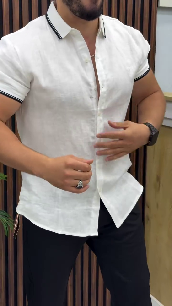 Men White Smart Slim Fit Casual Shirt - Image 6