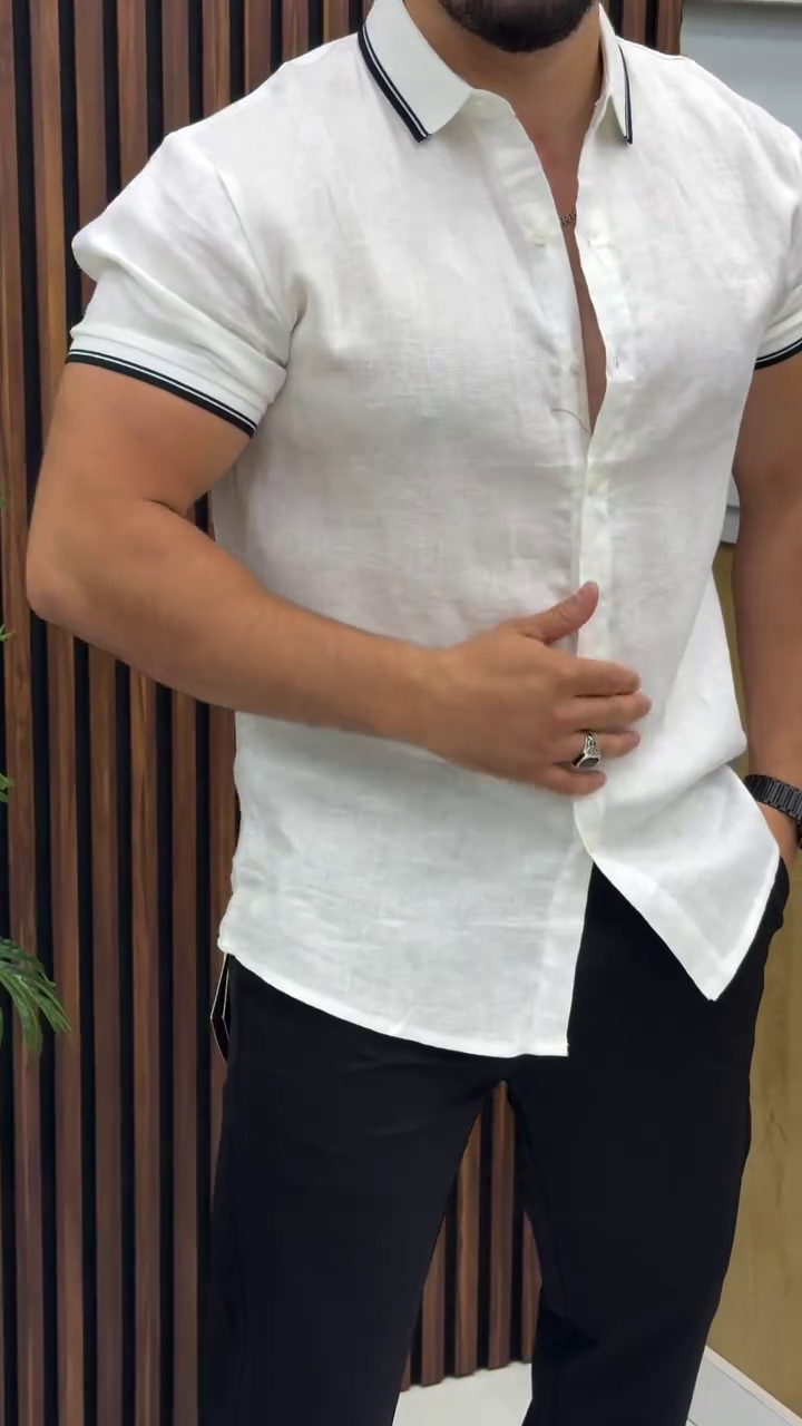 Men White Smart Slim Fit Casual Shirt - Image 5