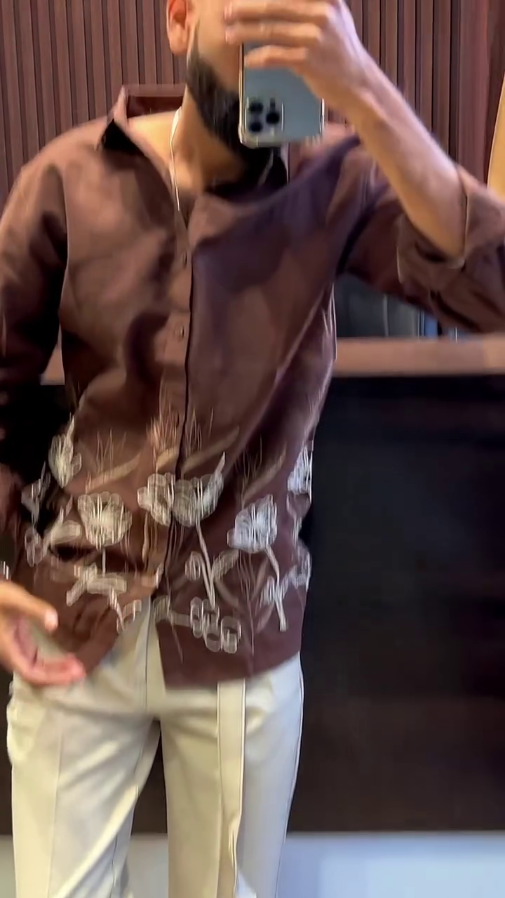 Regular Fit Birds Embroidered Shirt - Image 9