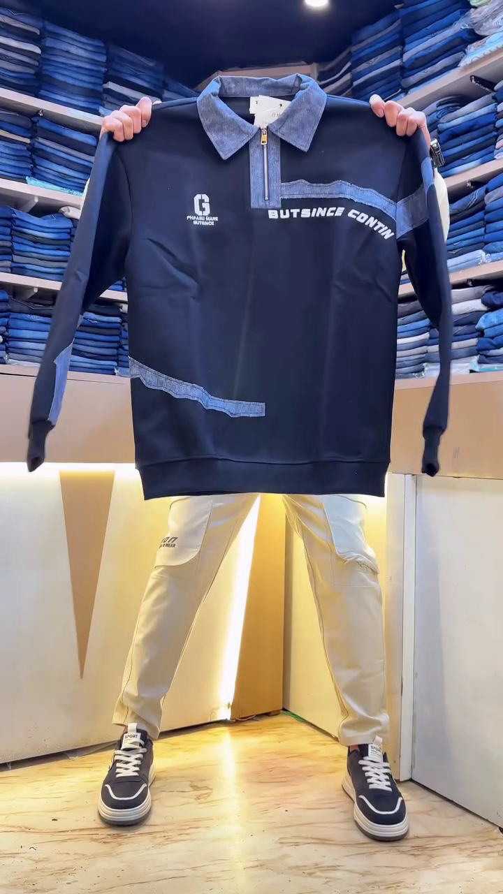 Men Printed Shirt Collar Long Sleeves Sweatshirt - Image 3